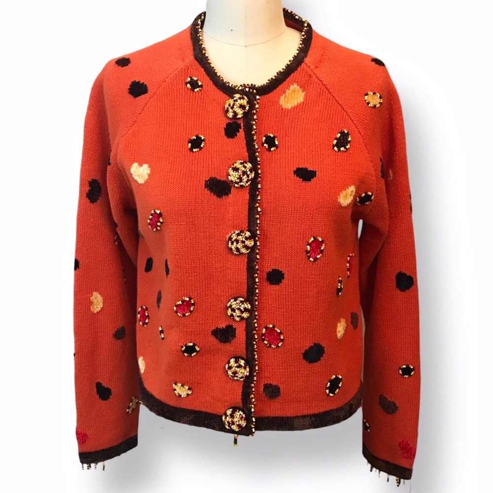 90’s Jack B. Quick Fall Thanksgiving Halloween Beaded Cardigan